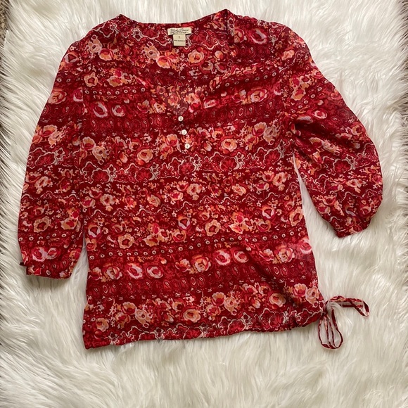 Lucky Brand Tops - Lucky Brand Flowered, bottom tie shirt, Size Small